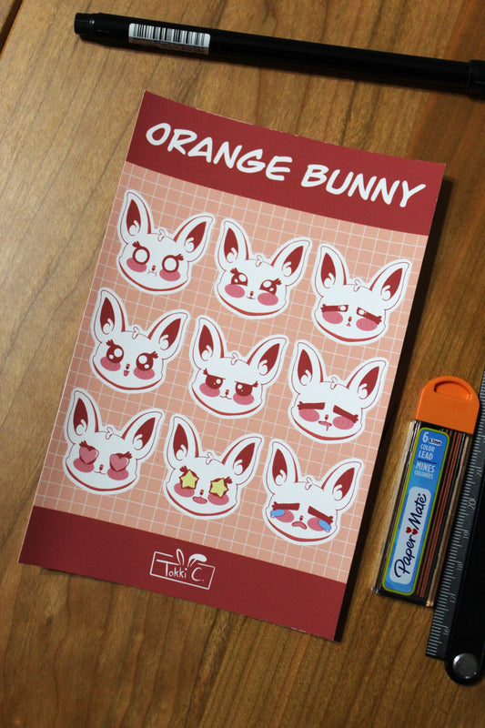 Orange Bunny Emote Sticker Sheet