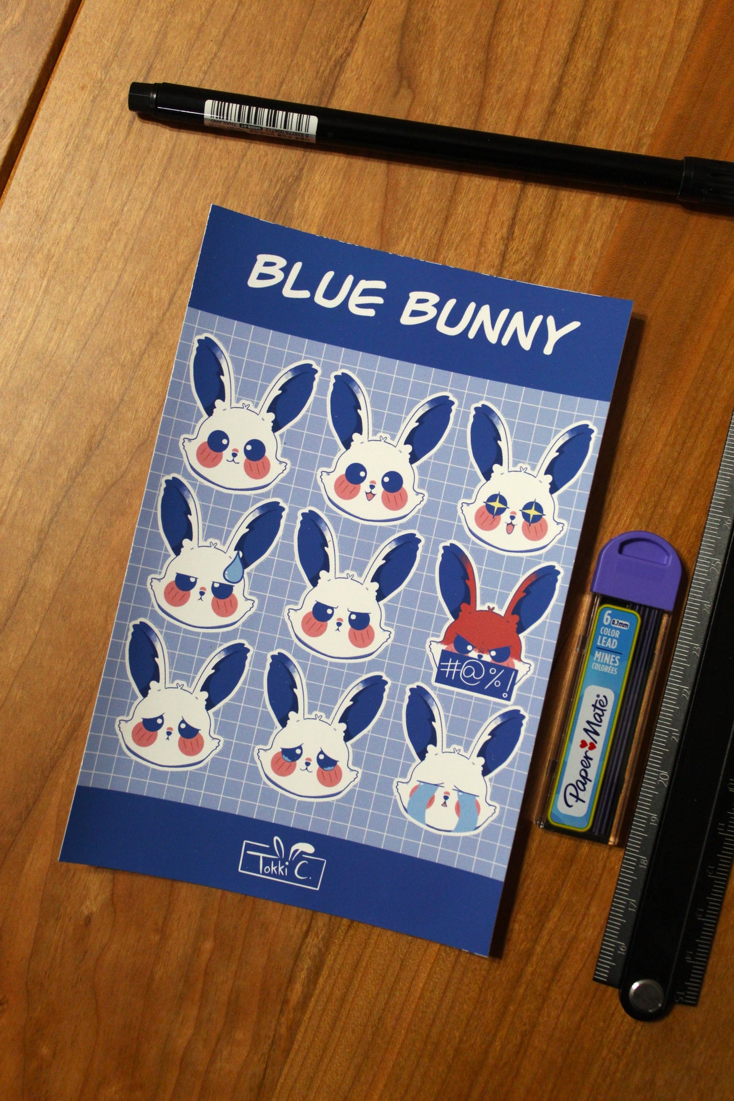 Blue Bunny Emote Sticker Sheet