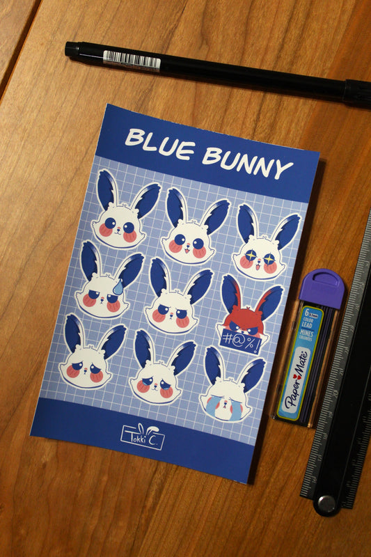 Blue Bunny Emote Sticker Sheet